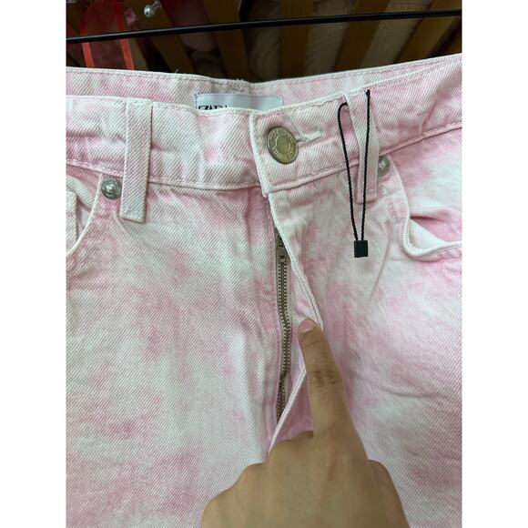 Zara Pink Tie dye Denim Pants Size 6 Bloggers Favorite High Waisted - Picture 6 of 8